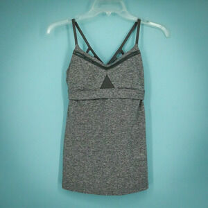 Lululemon Size 4 Just Breathe Gray Cris Cross Strappy Back Attached Bra Tank Top